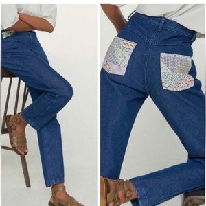 Anthropologie Carleen Floral Straight Jeans Patchwork Size 27 NEW WITH TAGS